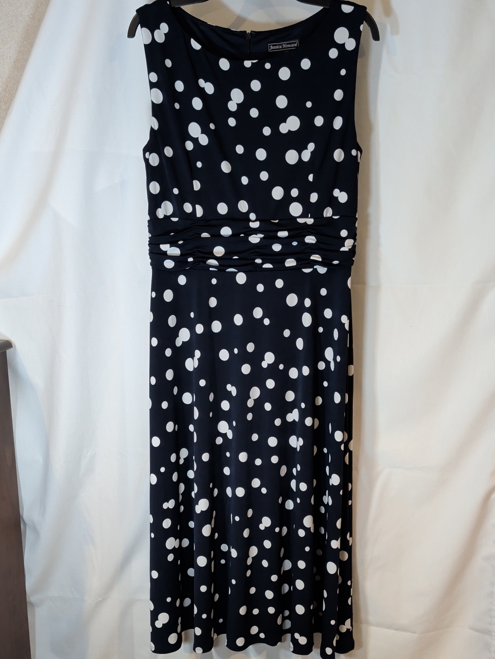 Jessica Howard Navy and White Polka Dot Dress